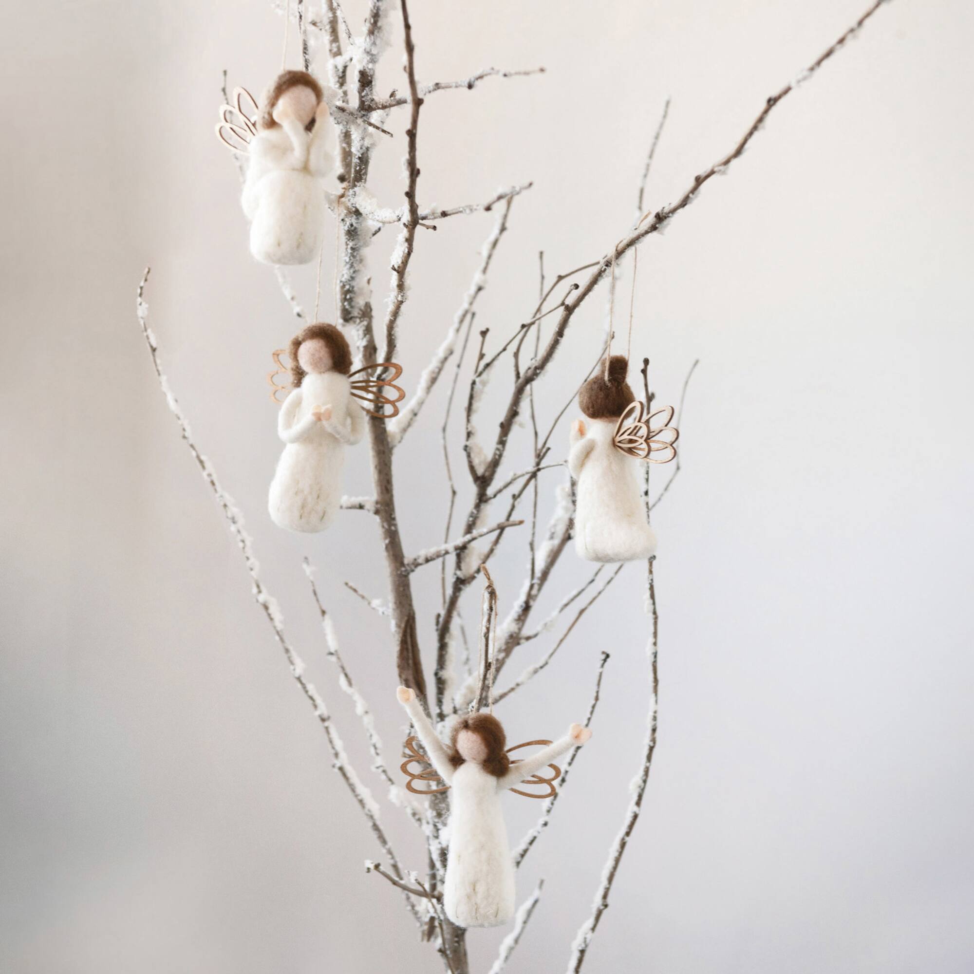 Hello Honey® 4 Pack 5.25" Wool Felt Angel Ornaments